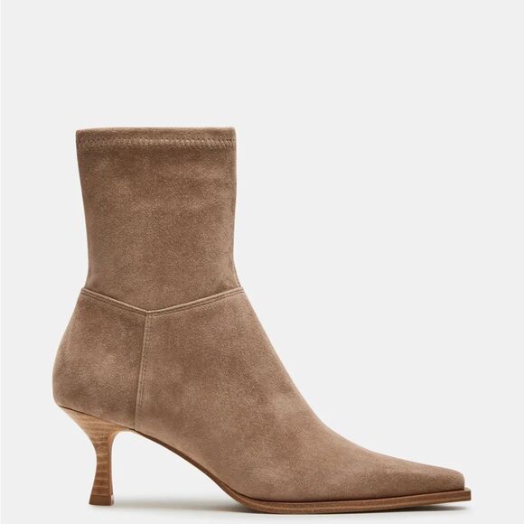 NWT Steve Madden Stasia Taupe Suede Ankle Boots 8.5 NEW IN BOX - Picture 1 of 5